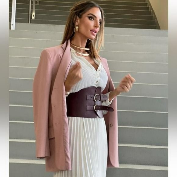 ZARA LEATHER SASH BELT BURGUNDY - Picture 6 of 6